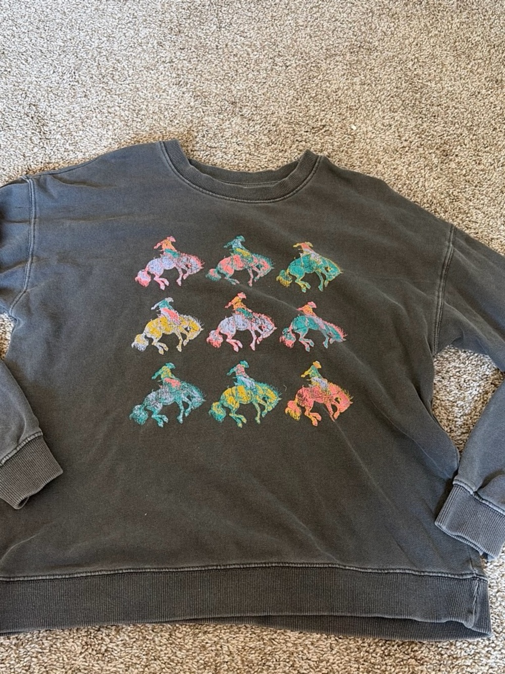 Tres Bien Black Sweatshirt with Multicolor Rodeo Print